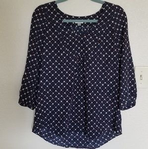 ❤Fossil 100 Silk boho tunic blouse circle design bohemian hippie tunic